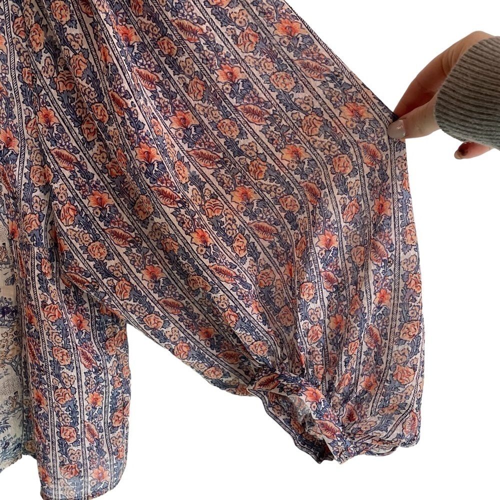 Anthropologie HD in Paris Chinoiserie Peasant Button Down Blouse, Size 2 - Picture 6 of 11